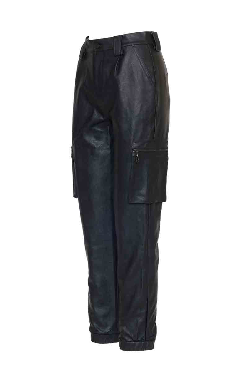 SR EIGHTY1 VEGAN LEATHER CARGO PANTS_BLACK