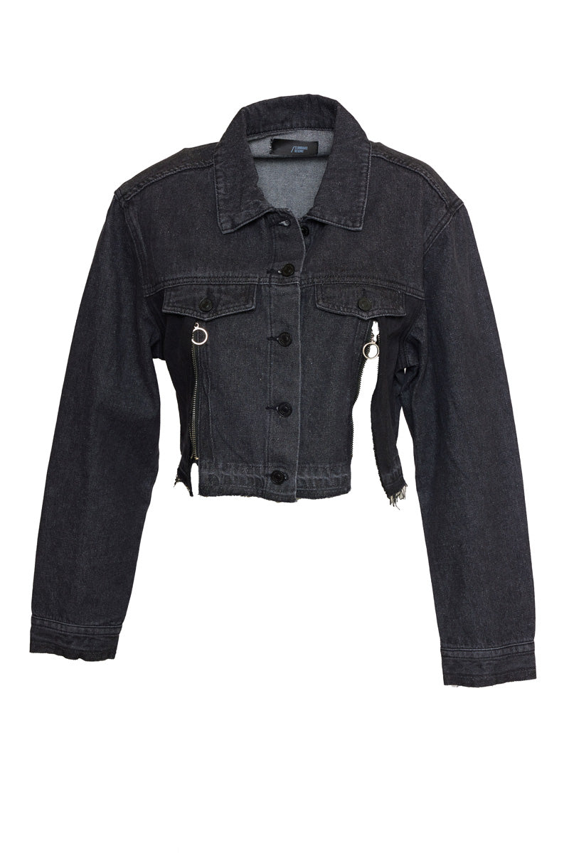 SR SEVENTY6 CROPPED DENIM JACKET_BLACK